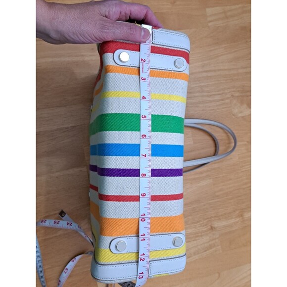 Kate Spade Rainbow Medium Market Tote Linen Canvas & Leather - Picture 10 of 16